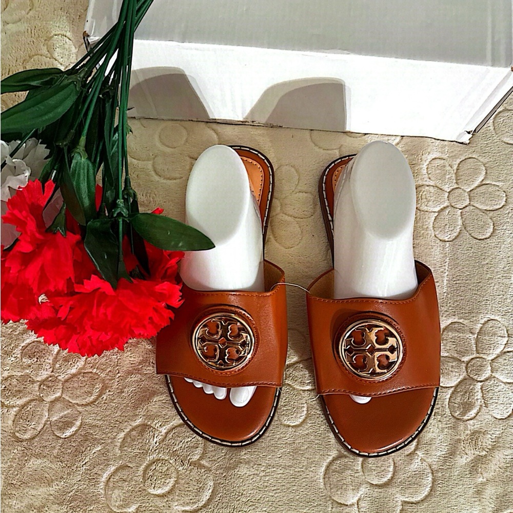 Chic Brown Sandals with Gold Accent